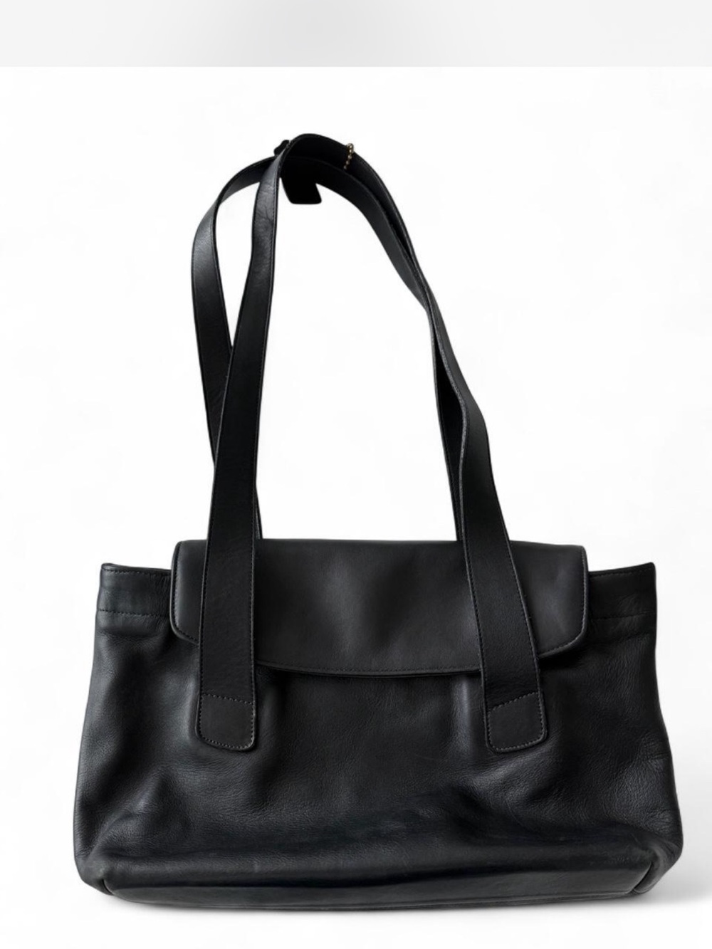 Coach Black Leather Shoulder Tote Bag - Classic Everyday Carry